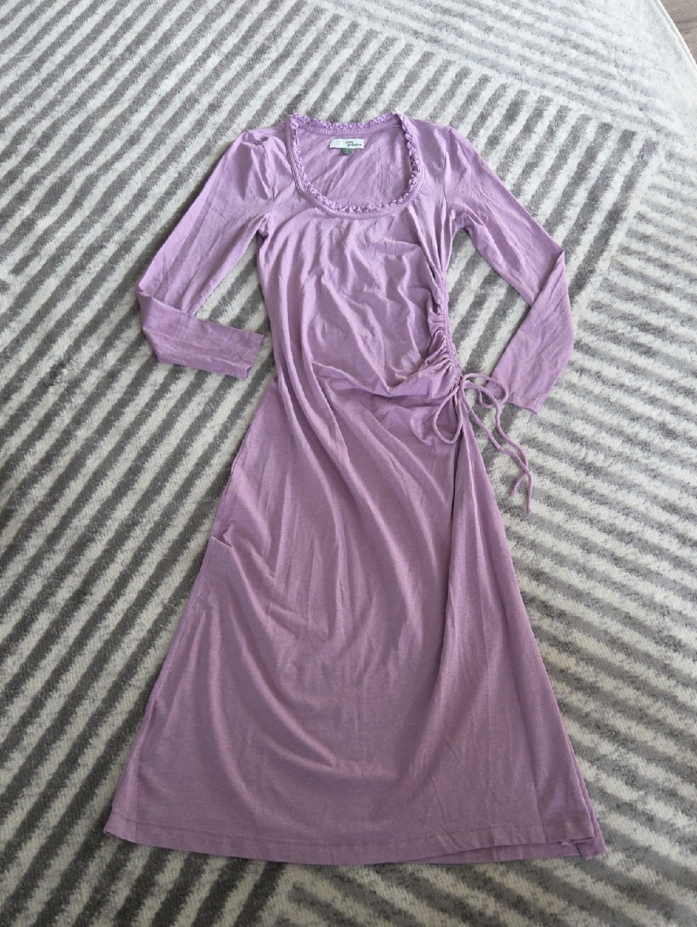 Lavender Long-Sleeve Side-Tie Maxi Dress